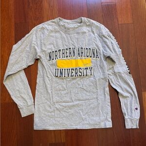 Champion Gray Long Sleeve Tee with Navy and Yellow NAU Graphics